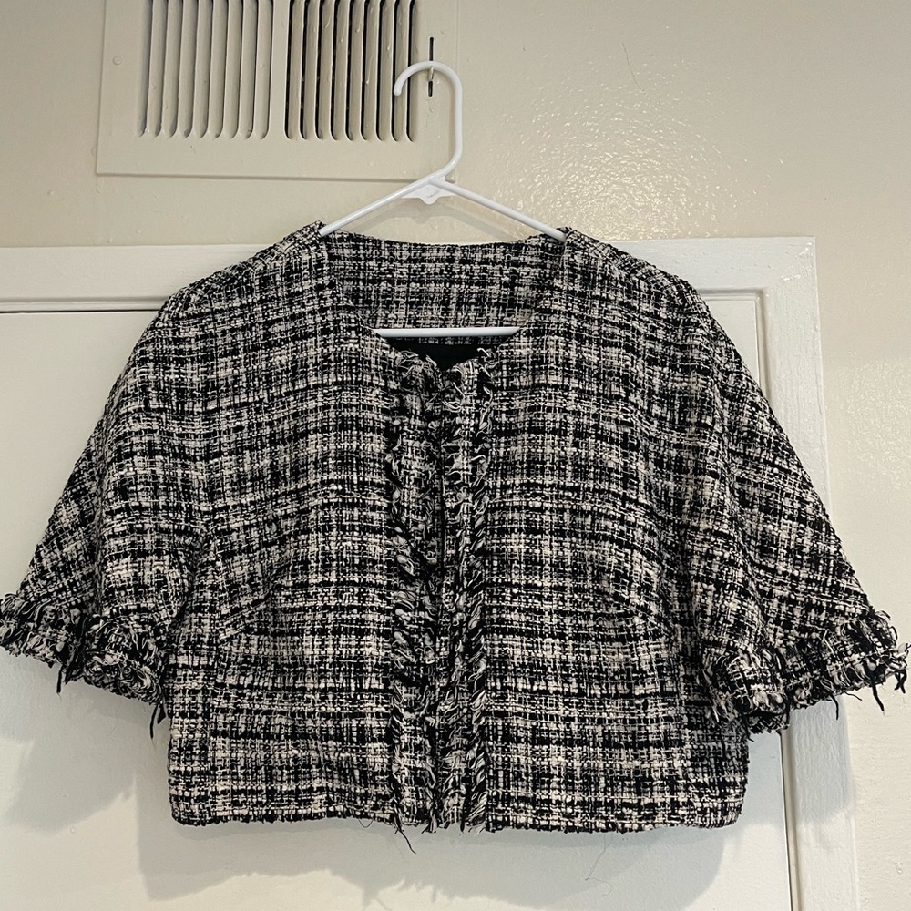 Vintage Trina Turk Tweed Short Sleeve Blazer
